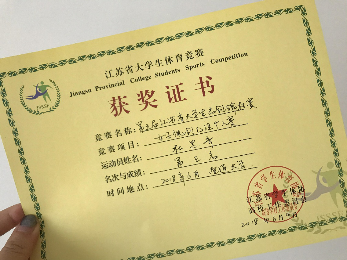 我校学生参加江苏省大学生击剑锦标赛取得优异成绩